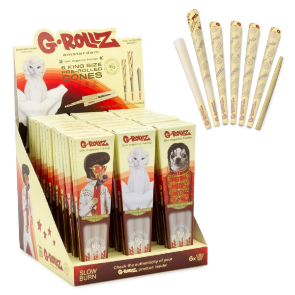 G-Rollz Cheech and Chong King Size Cones - 24 Packs (6 Cones per Pack)