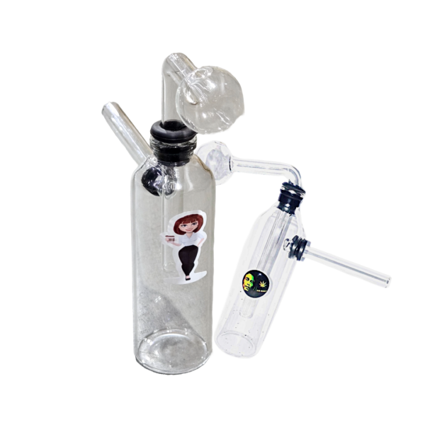 5″ Clear Oil Bubblers w/ Assorted Stickers